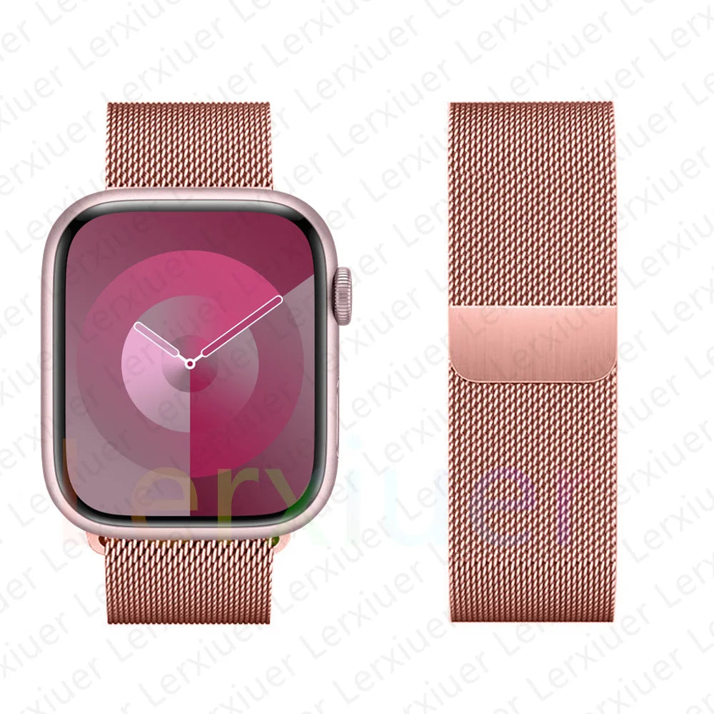 Milanese Loop Band For Apple Watch Strap 46mm 44mm 45mm 40mm 42mm 41mm 49mm Bracelet iWatch Series 12 11 10 9 SE Ultra 4 3 49mm