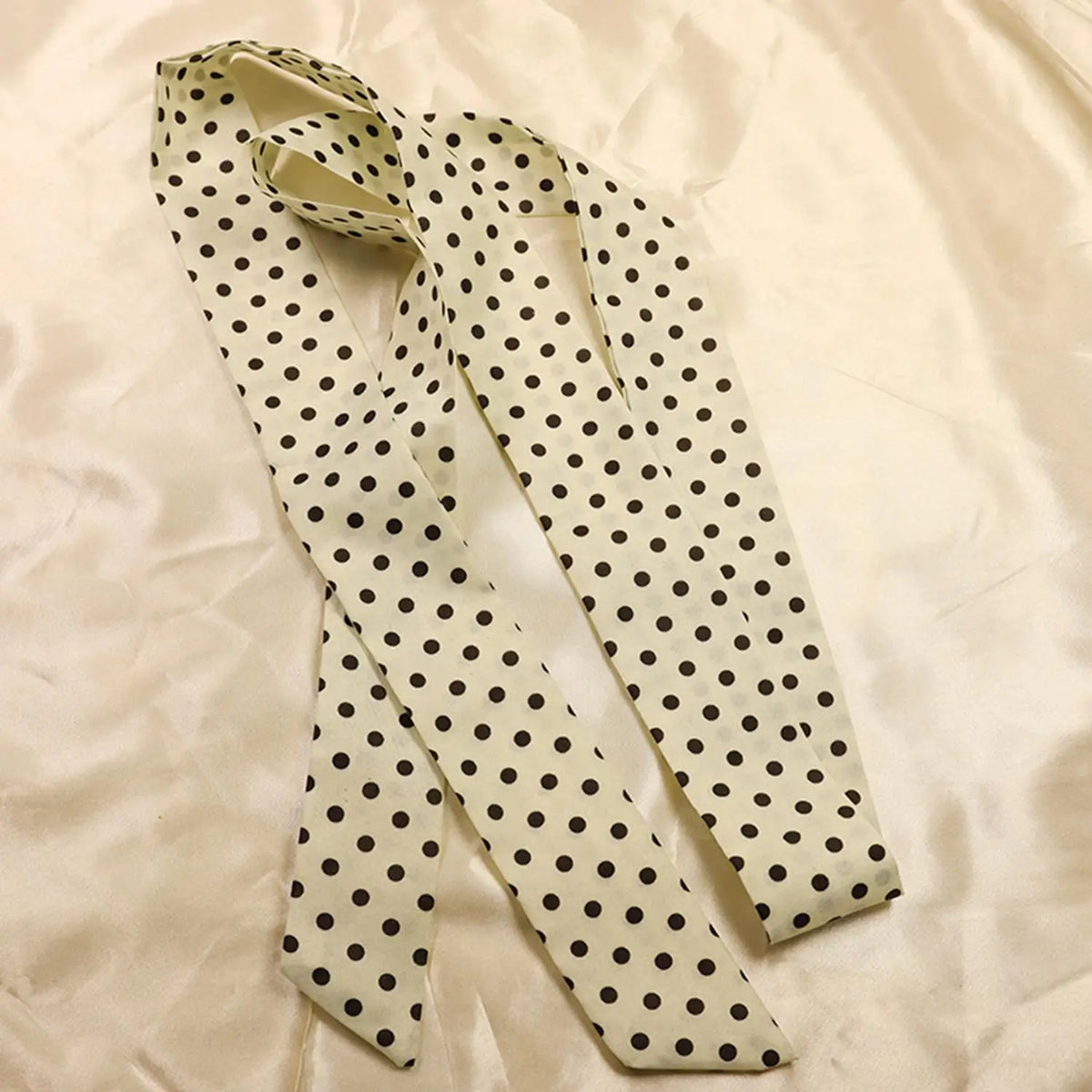 Women Narrow Long Scarf 150x4cm Polka Dot Tie Bag Ribbon Headband Choker Streamer Lady Accessories