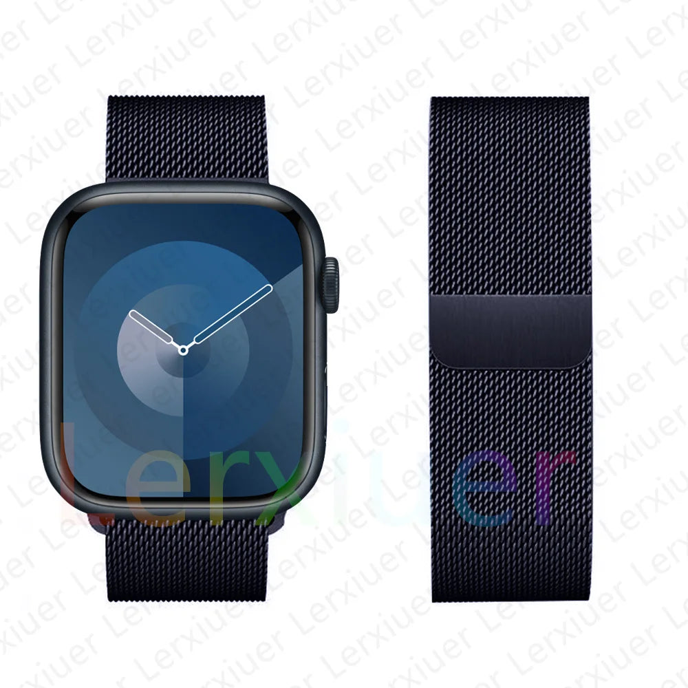 Milanese Loop Band For Apple Watch Strap 46mm 44mm 45mm 40mm 42mm 41mm 49mm Bracelet iWatch Series 12 11 10 9 SE Ultra 4 3 49mm