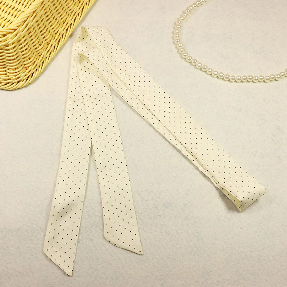 Women Narrow Long Scarf 150x4cm Polka Dot Tie Bag Ribbon Headband Choker Streamer Lady Accessories