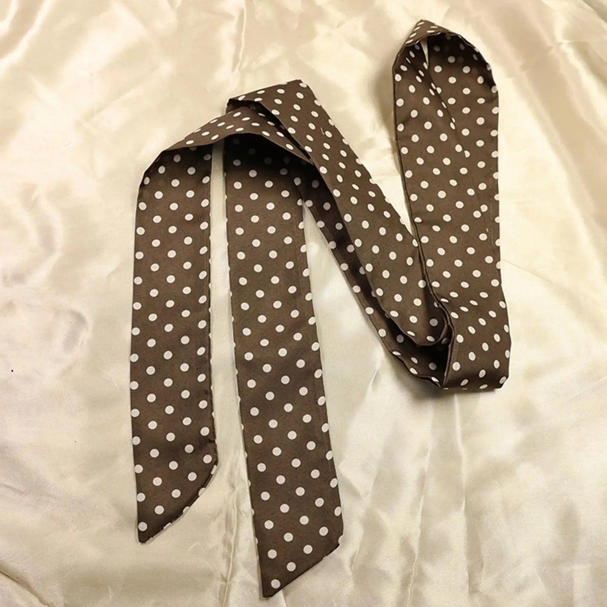 Women Narrow Long Scarf 150x4cm Polka Dot Tie Bag Ribbon Headband Choker Streamer Lady Accessories