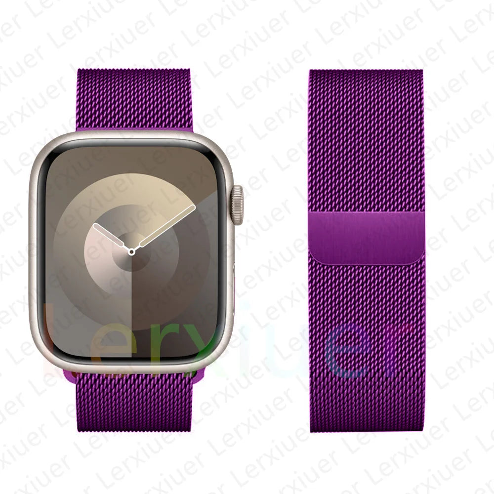 Milanese Loop Band For Apple Watch Strap 46mm 44mm 45mm 40mm 42mm 41mm 49mm Bracelet iWatch Series 12 11 10 9 SE Ultra 4 3 49mm
