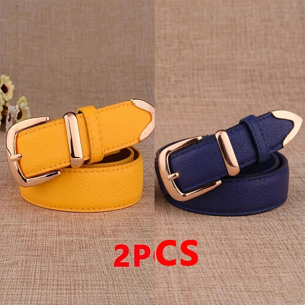 Fashion Women Leather Belts High Quality Gold Buckle Best Matching Dress Jeans Belts for Lady LB2146