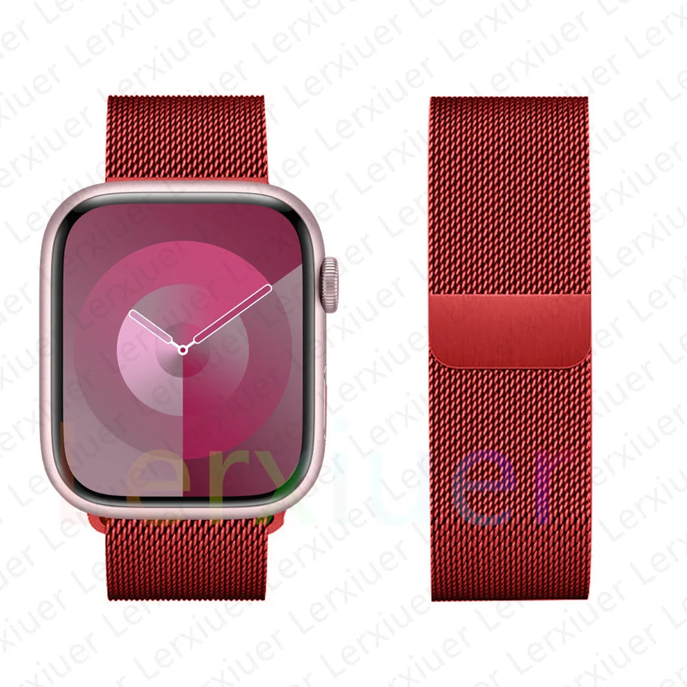 Milanese Loop Band For Apple Watch Strap 46mm 44mm 45mm 40mm 42mm 41mm 49mm Bracelet iWatch Series 12 11 10 9 SE Ultra 4 3 49mm