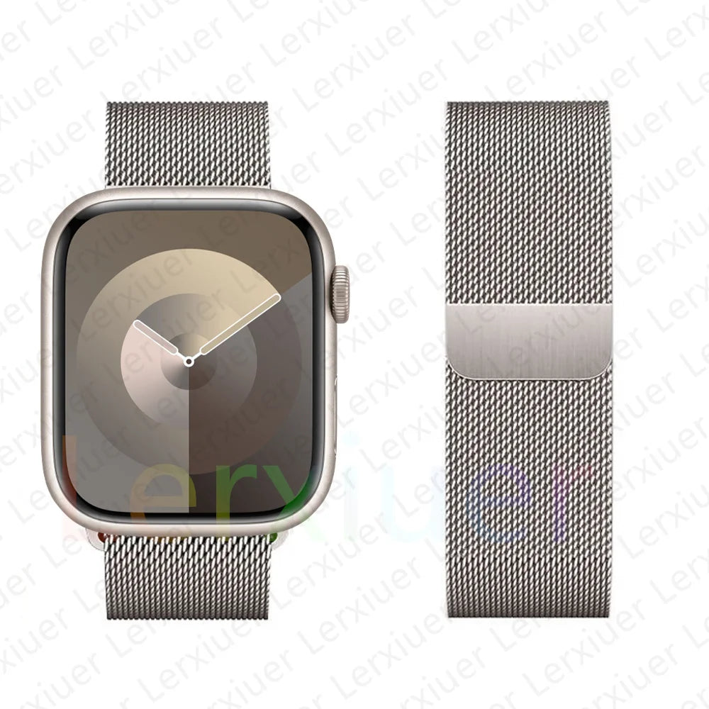 Milanese Loop Band For Apple Watch Strap 46mm 44mm 45mm 40mm 42mm 41mm 49mm Bracelet iWatch Series 12 11 10 9 SE Ultra 4 3 49mm
