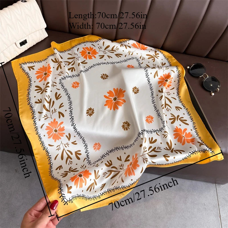 1Pc new printed fashion silk scarf square scarf high-end shawl neck small square scarf headscarf women's scarf