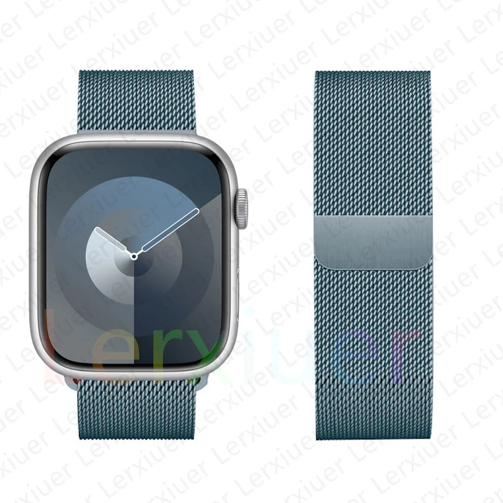 Milanese Loop Band For Apple Watch Strap 46mm 44mm 45mm 40mm 42mm 41mm 49mm Bracelet iWatch Series 12 11 10 9 SE Ultra 4 3 49mm