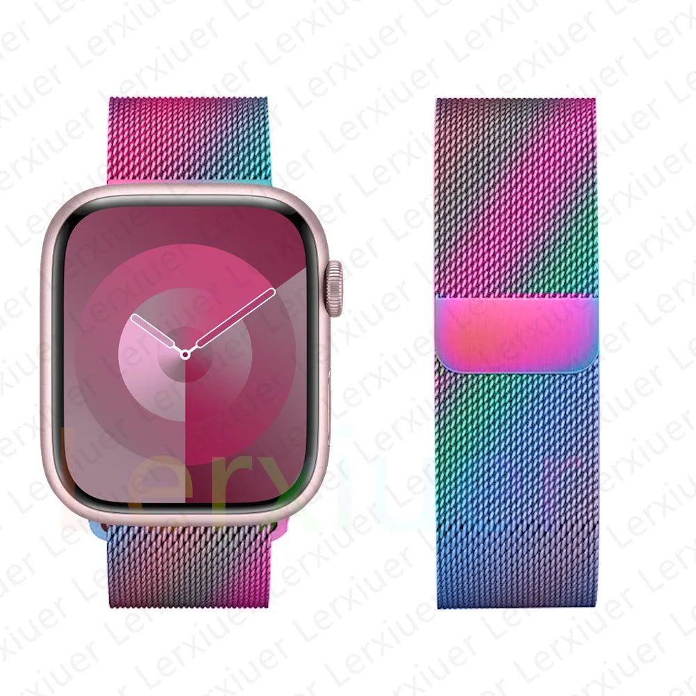 Milanese Loop Band For Apple Watch Strap 46mm 44mm 45mm 40mm 42mm 41mm 49mm Bracelet iWatch Series 12 11 10 9 SE Ultra 4 3 49mm