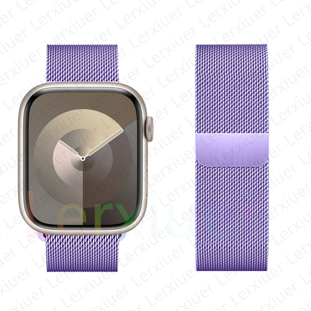 Milanese Loop Band For Apple Watch Strap 46mm 44mm 45mm 40mm 42mm 41mm 49mm Bracelet iWatch Series 12 11 10 9 SE Ultra 4 3 49mm