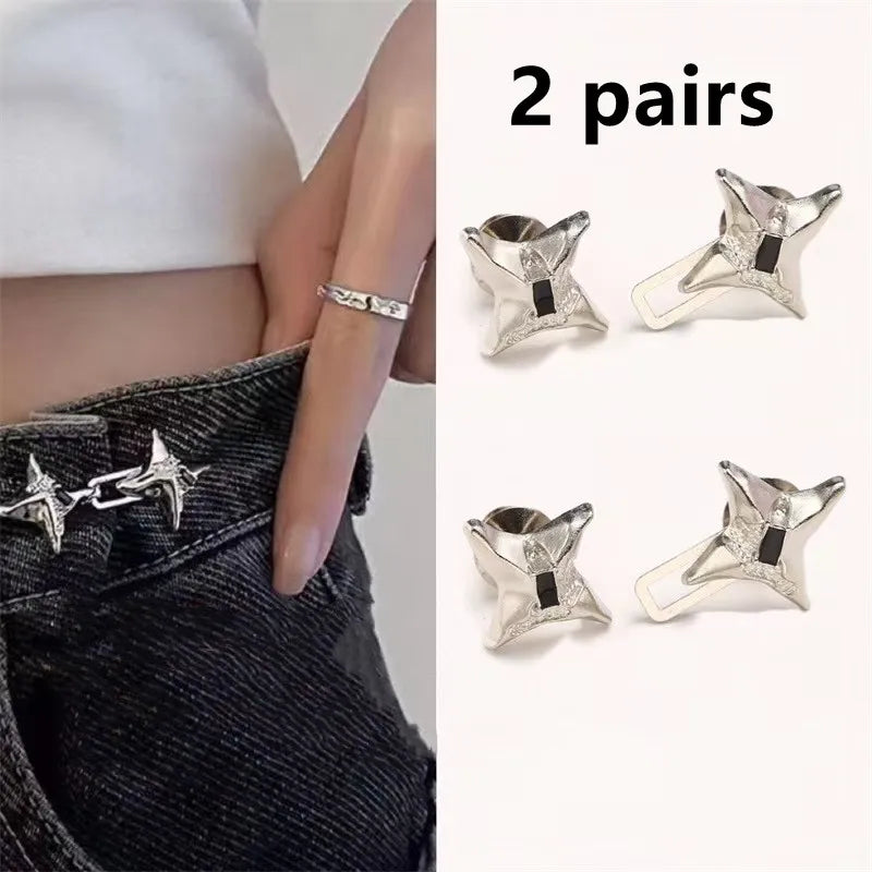 Temperament Four Pointed Star Waist Tightening Tool, Adjustable Waist Buckle, Fashionable Jeans, Fixed Waist Buckle