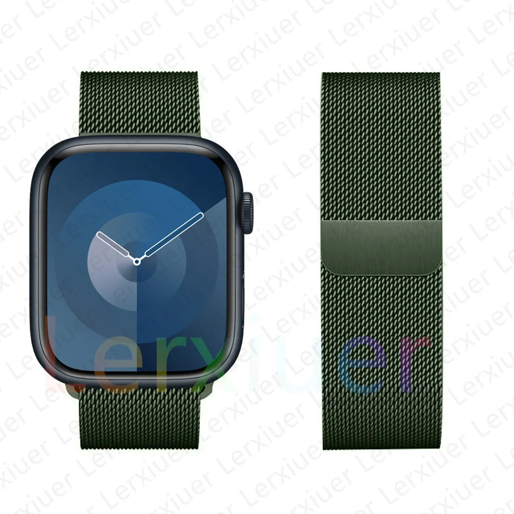 Milanese Loop Band For Apple Watch Strap 46mm 44mm 45mm 40mm 42mm 41mm 49mm Bracelet iWatch Series 12 11 10 9 SE Ultra 4 3 49mm