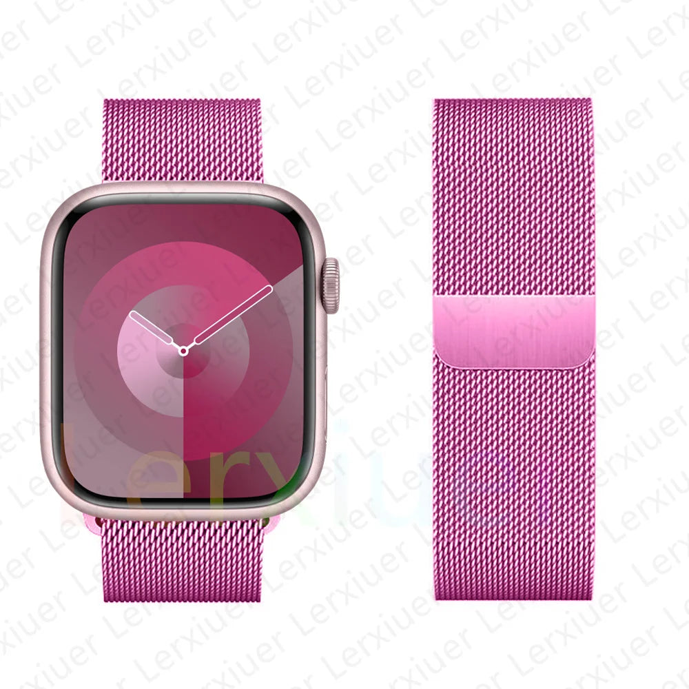 Milanese Loop Band For Apple Watch Strap 46mm 44mm 45mm 40mm 42mm 41mm 49mm Bracelet iWatch Series 12 11 10 9 SE Ultra 4 3 49mm