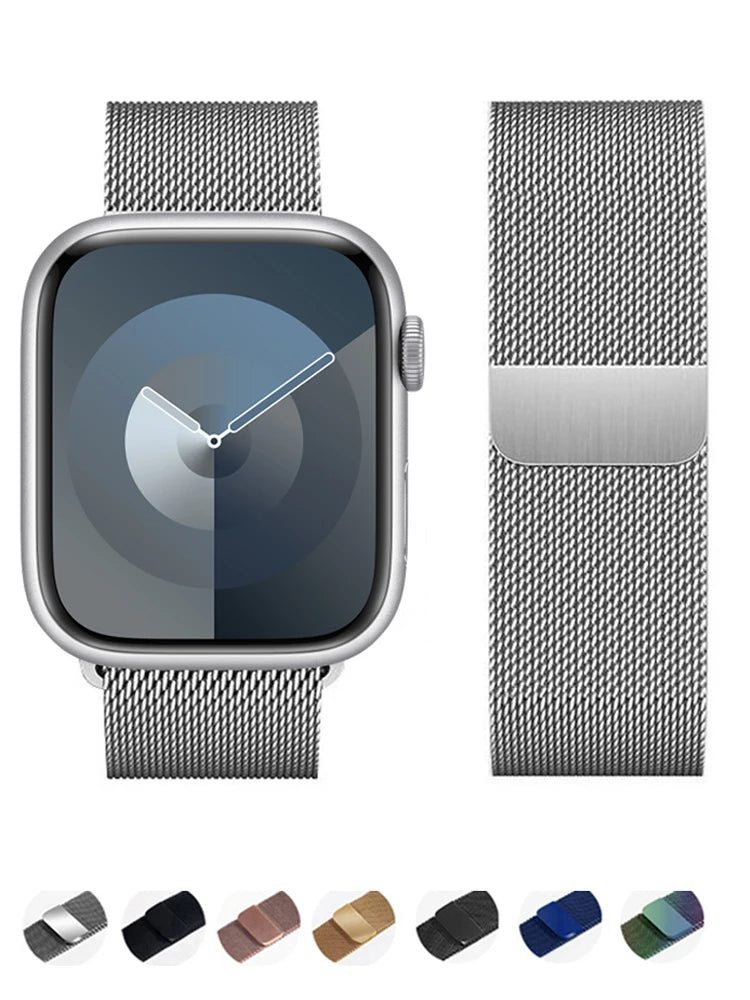 Milanese Loop Band For Apple Watch Strap 46mm 44mm 45mm 40mm 42mm 41mm 49mm Bracelet iWatch Series 12 11 10 9 SE Ultra 4 3 49mm
