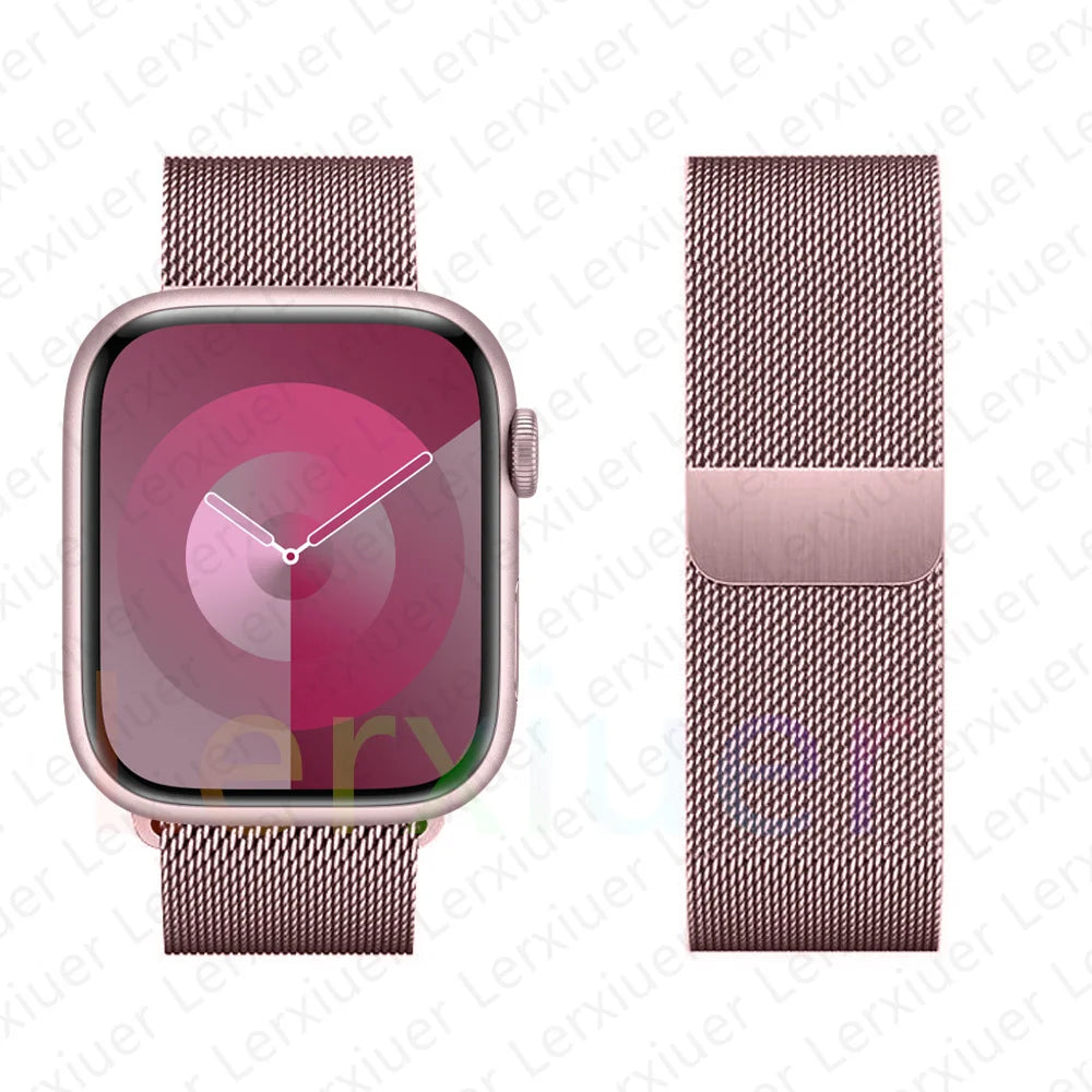 Milanese Loop Band For Apple Watch Strap 46mm 44mm 45mm 40mm 42mm 41mm 49mm Bracelet iWatch Series 12 11 10 9 SE Ultra 4 3 49mm