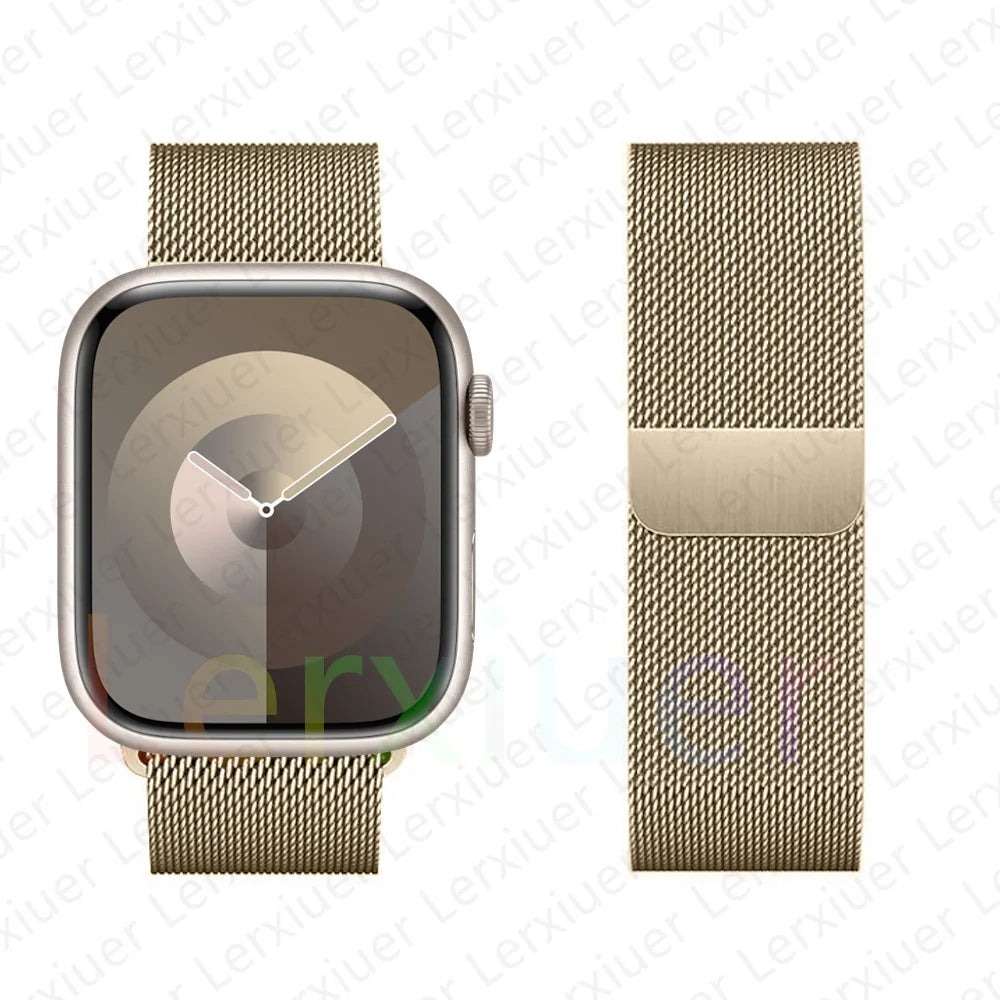 Milanese Loop Band For Apple Watch Strap 46mm 44mm 45mm 40mm 42mm 41mm 49mm Bracelet iWatch Series 12 11 10 9 SE Ultra 4 3 49mm