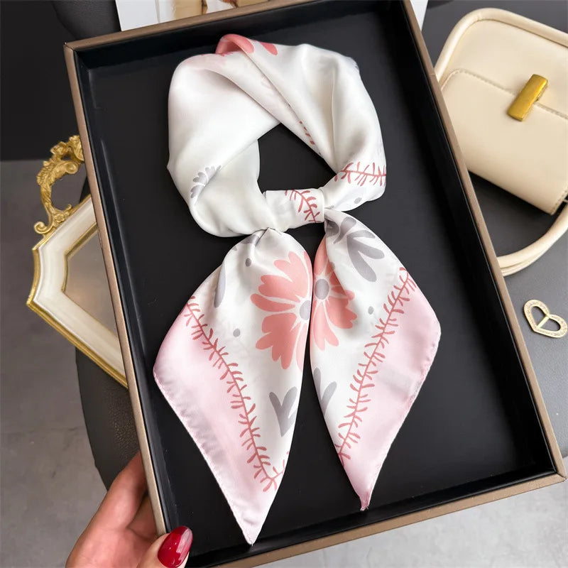 1Pc new printed fashion silk scarf square scarf high-end shawl neck small square scarf headscarf women's scarf
