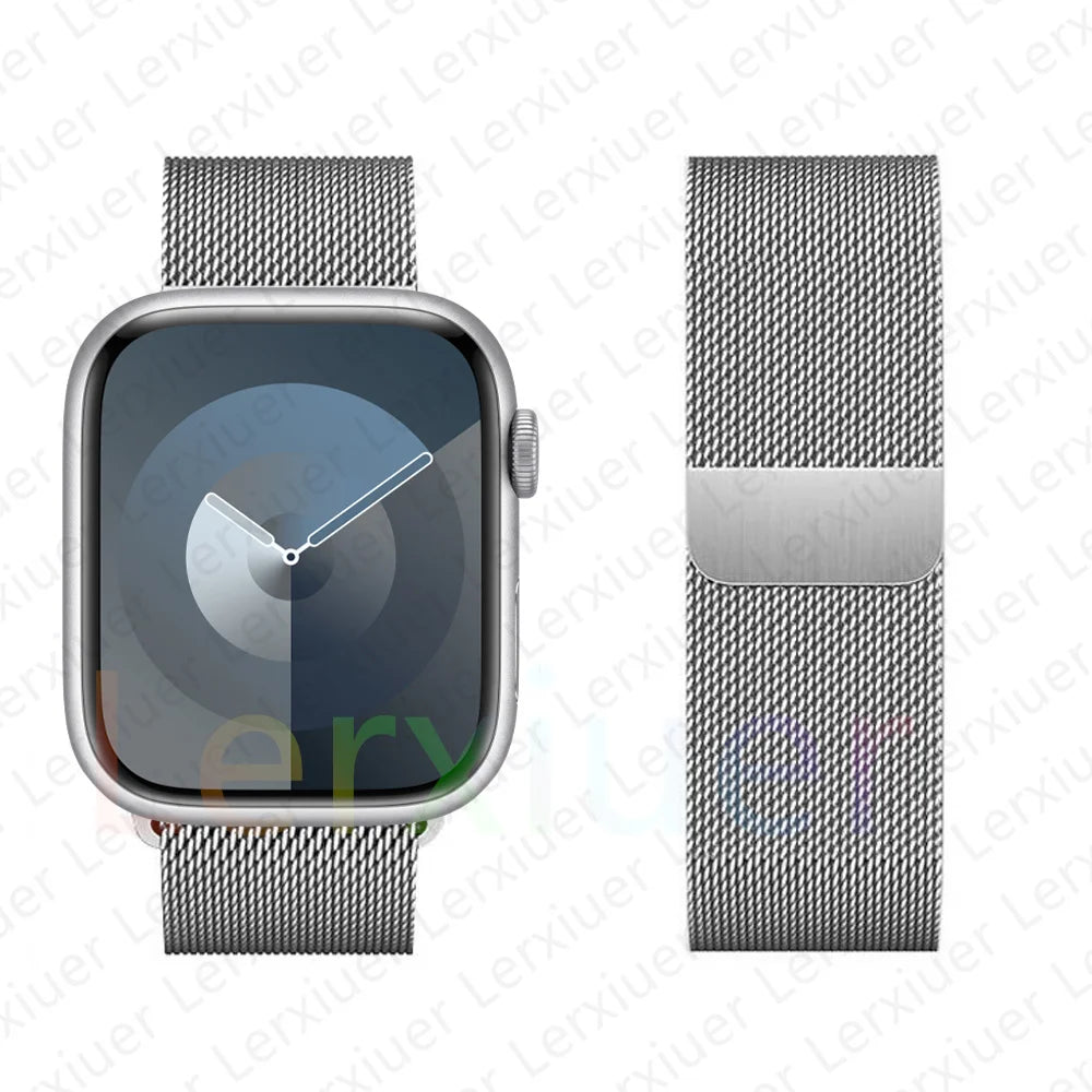 Milanese Loop Band For Apple Watch Strap 46mm 44mm 45mm 40mm 42mm 41mm 49mm Bracelet iWatch Series 12 11 10 9 SE Ultra 4 3 49mm