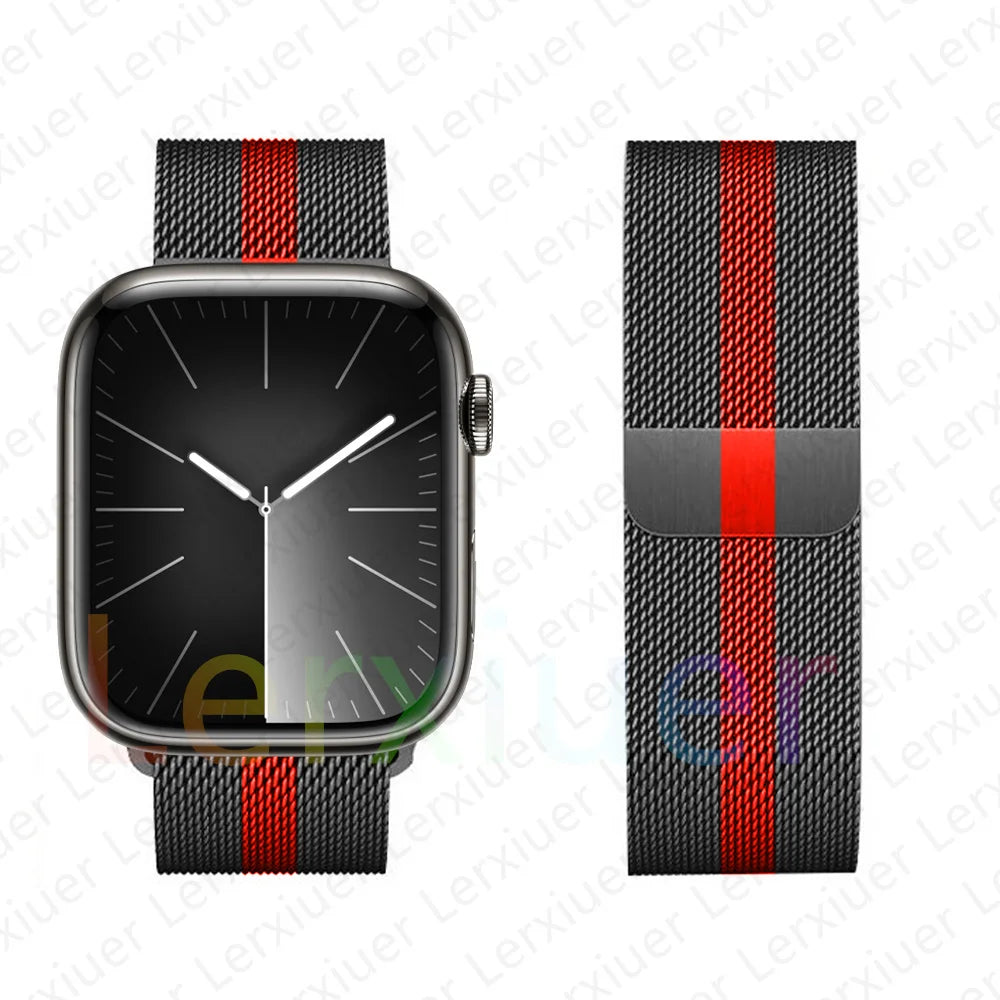 Milanese Loop Band For Apple Watch Strap 46mm 44mm 45mm 40mm 42mm 41mm 49mm Bracelet iWatch Series 12 11 10 9 SE Ultra 4 3 49mm