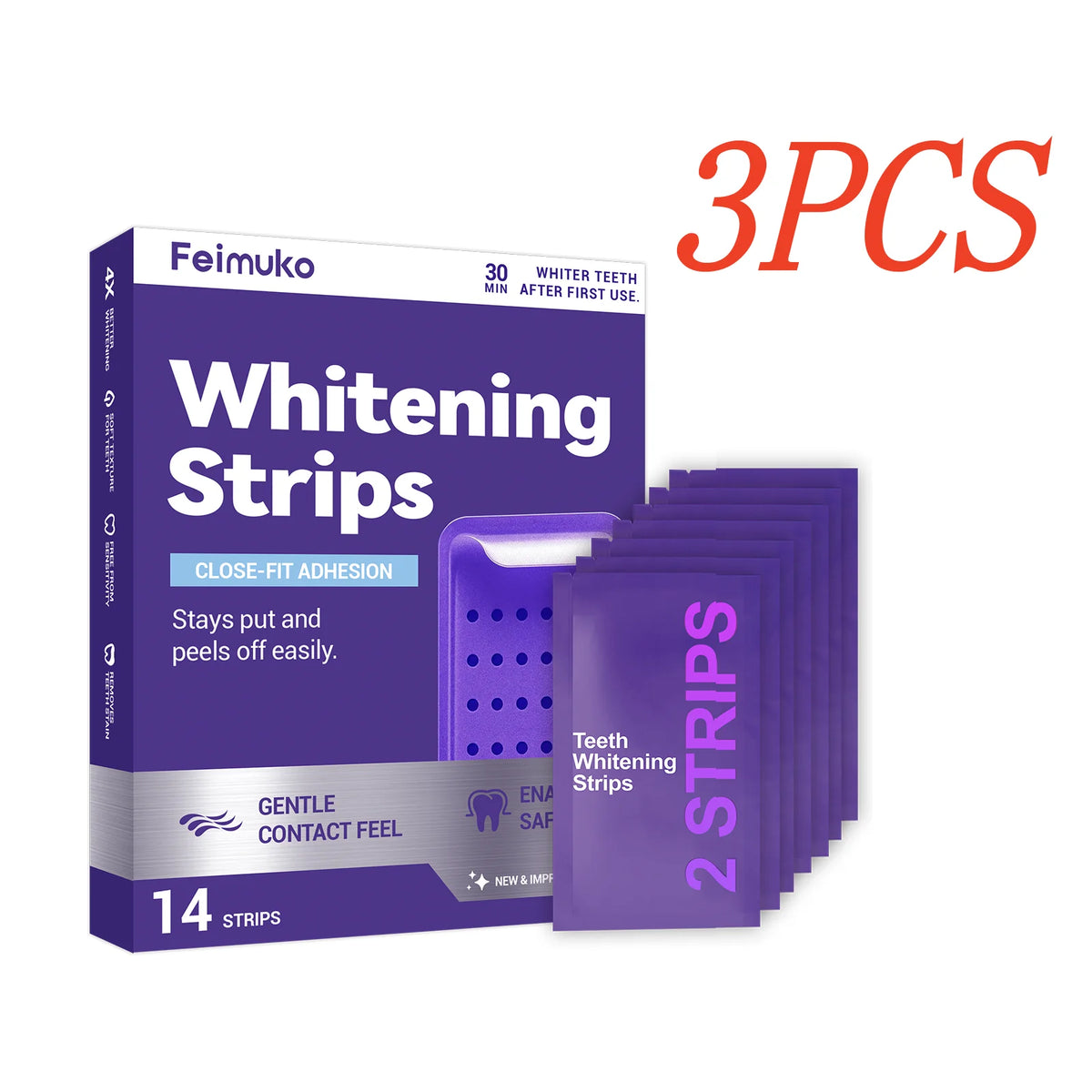 Purple Teeth Whitening Strips for Sensitive Teeth Remove Coffee Wine Smoking Stains Non Slip Improve Dental Yellowing Bright Smile Teeth Bleaching Strip