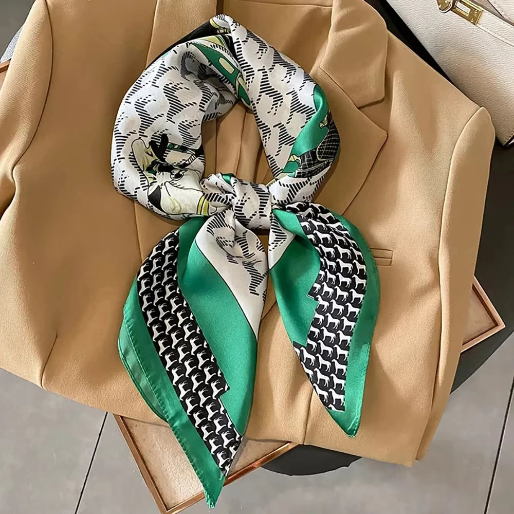 Luxury Silk Shawl Square Scarf for Women Satin Fashion Wraps Neckerchief Female Hair Bands Ribbon Headband Bandana 70X70CM