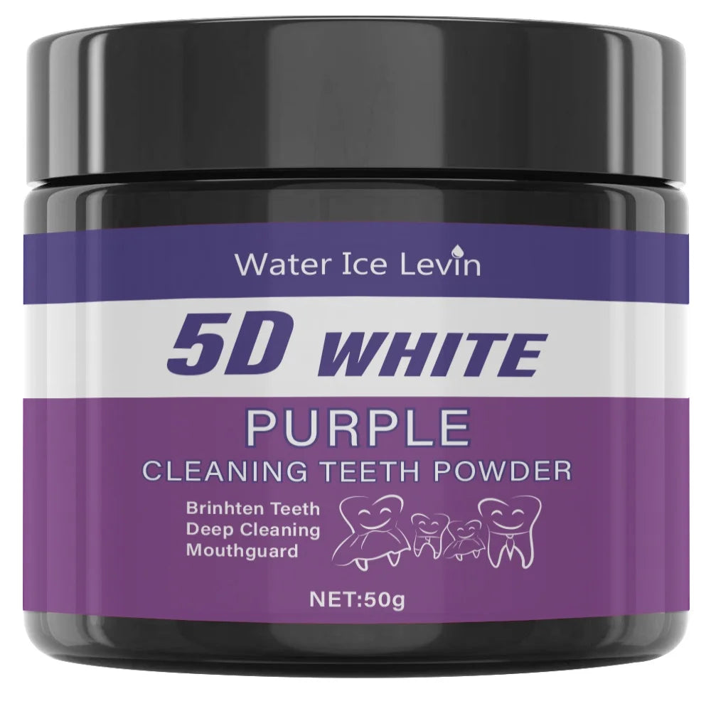 5D White Purple Cleaning Teeth Powder: All-Round Protection, Brightens Teeth, Deep Cleans, Moisturizes & Freshens Breath