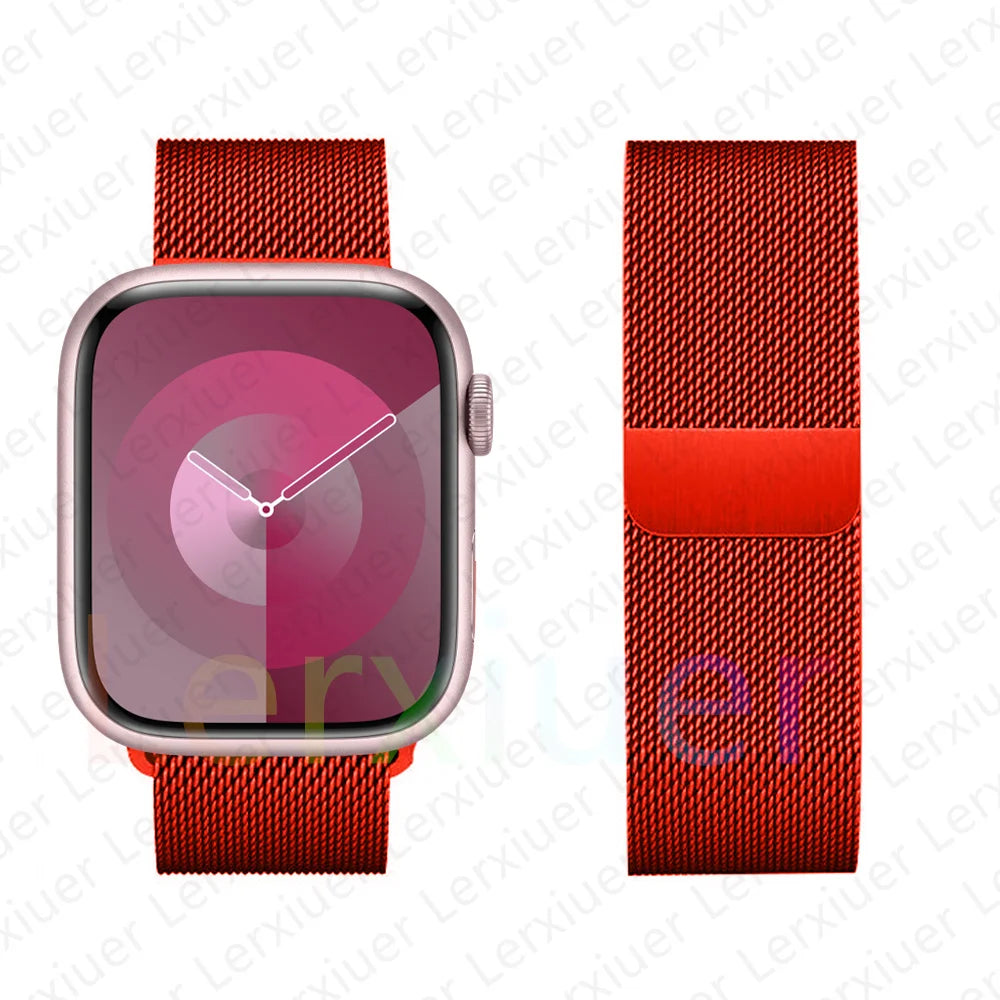 Milanese Loop Band For Apple Watch Strap 46mm 44mm 45mm 40mm 42mm 41mm 49mm Bracelet iWatch Series 12 11 10 9 SE Ultra 4 3 49mm