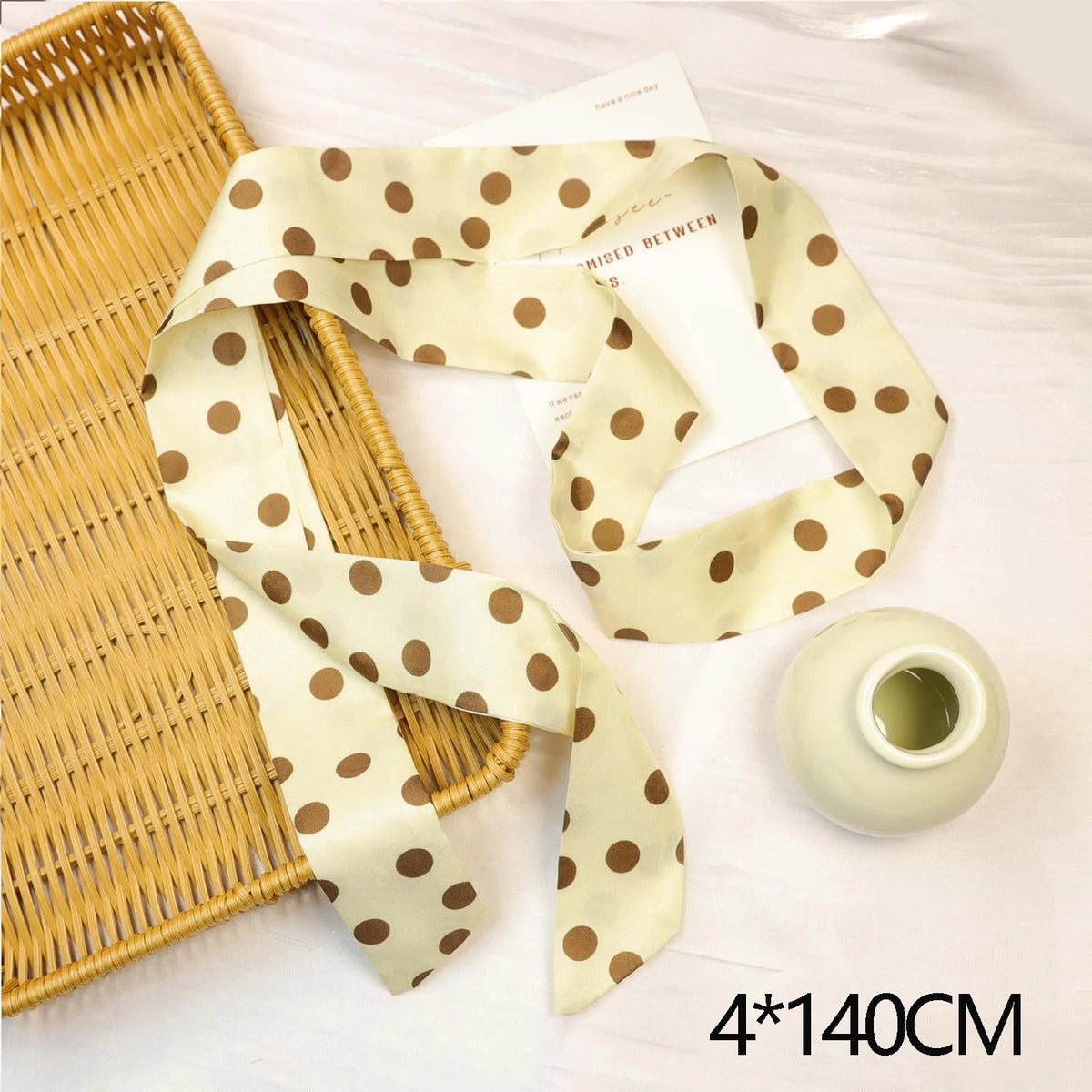 Women Narrow Long Scarf 150x4cm Polka Dot Tie Bag Ribbon Headband Choker Streamer Lady Accessories