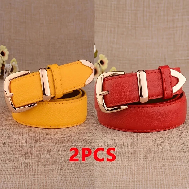 Fashion Women Leather Belts High Quality Gold Buckle Best Matching Dress Jeans Belts for Lady LB2146