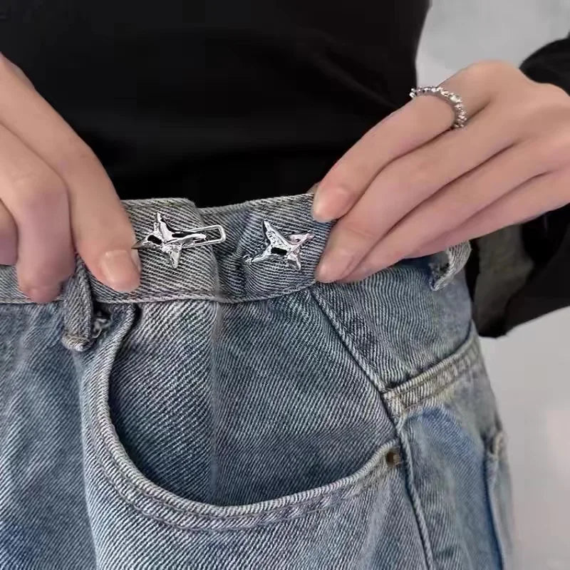 Temperament Four Pointed Star Waist Tightening Tool, Adjustable Waist Buckle, Fashionable Jeans, Fixed Waist Buckle