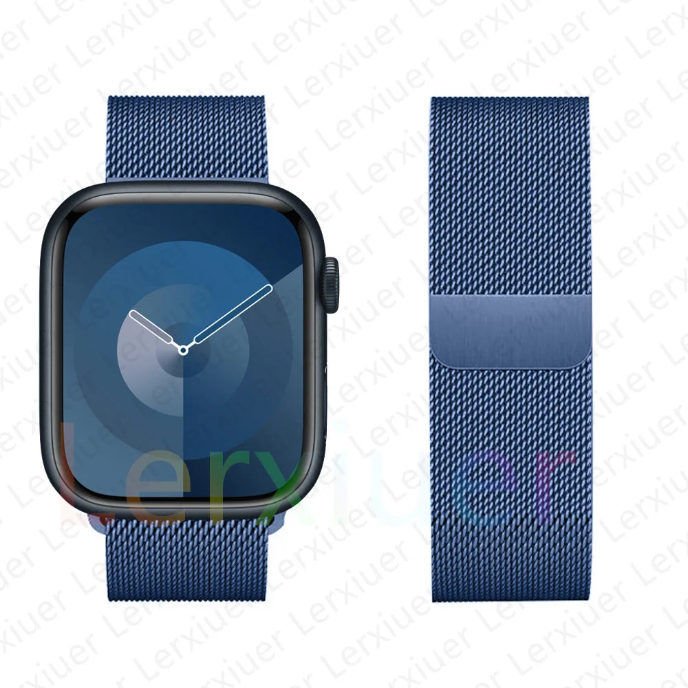 Milanese Loop Band For Apple Watch Strap 46mm 44mm 45mm 40mm 42mm 41mm 49mm Bracelet iWatch Series 12 11 10 9 SE Ultra 4 3 49mm