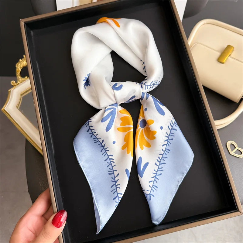 1Pc new printed fashion silk scarf square scarf high-end shawl neck small square scarf headscarf women's scarf