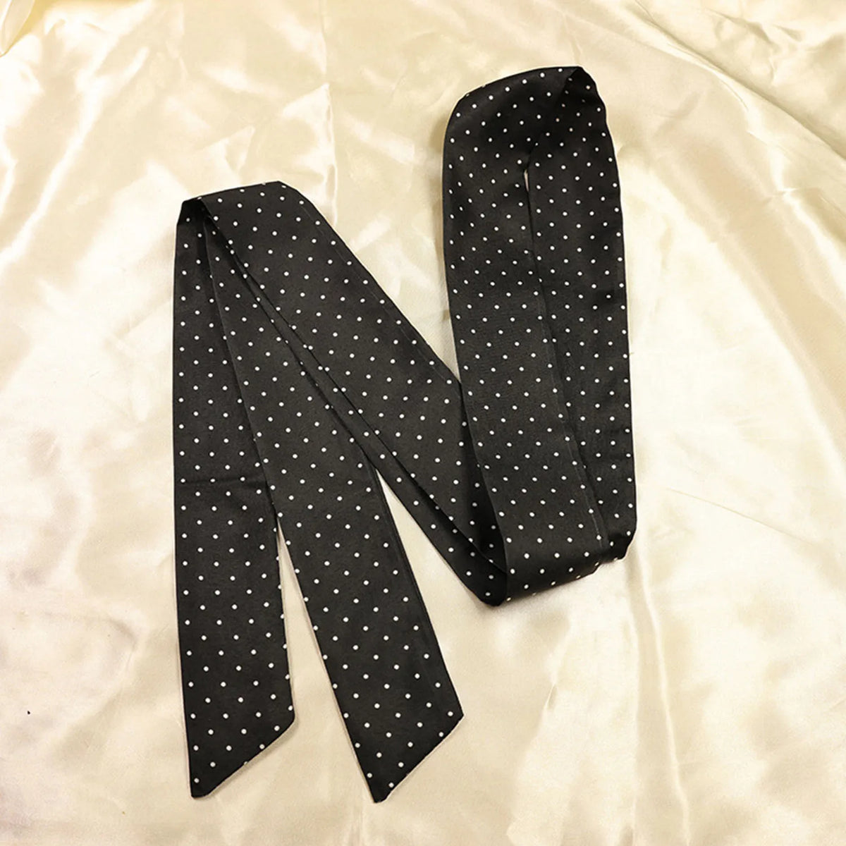 Women Narrow Long Scarf 150x4cm Polka Dot Tie Bag Ribbon Headband Choker Streamer Lady Accessories