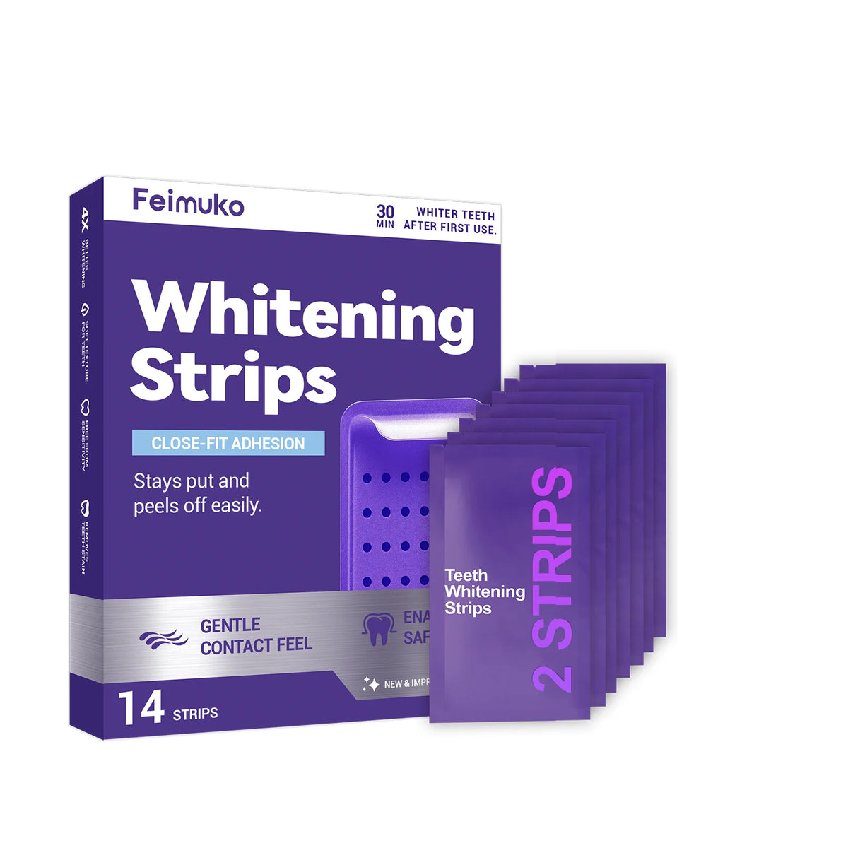 Purple Teeth Whitening Strips for Sensitive Teeth Remove Coffee Wine Smoking Stains Non Slip Improve Dental Yellowing Bright Smile Teeth Bleaching Strip
