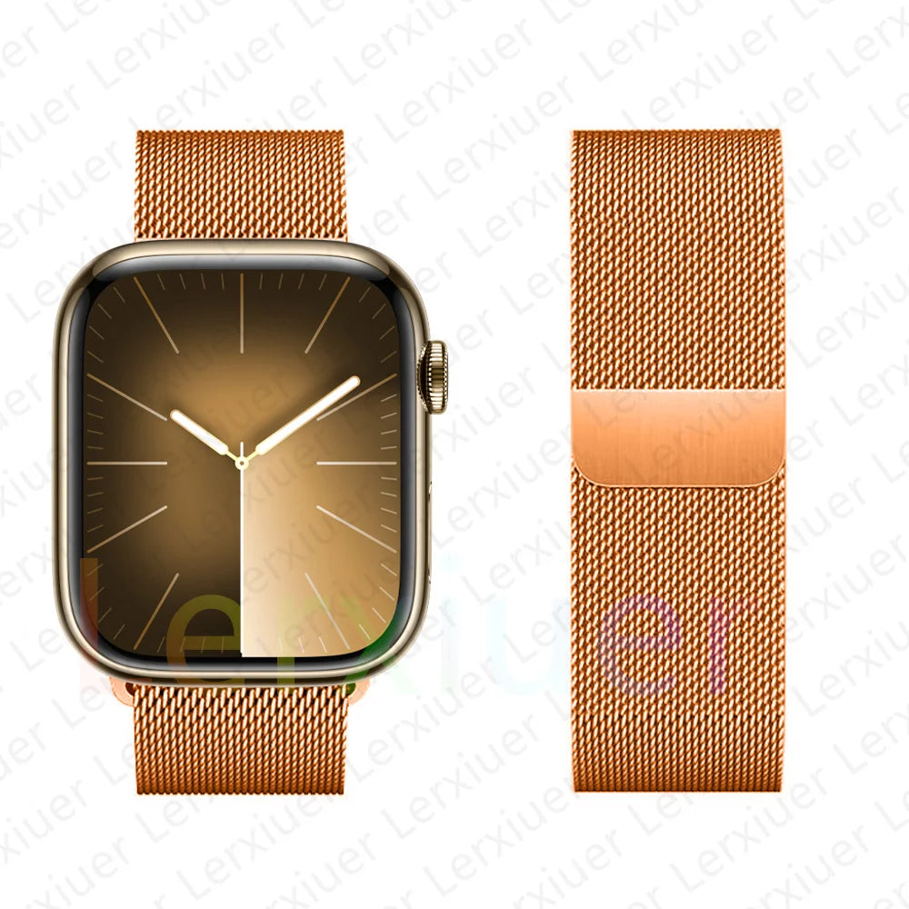 Milanese Loop Band For Apple Watch Strap 46mm 44mm 45mm 40mm 42mm 41mm 49mm Bracelet iWatch Series 12 11 10 9 SE Ultra 4 3 49mm