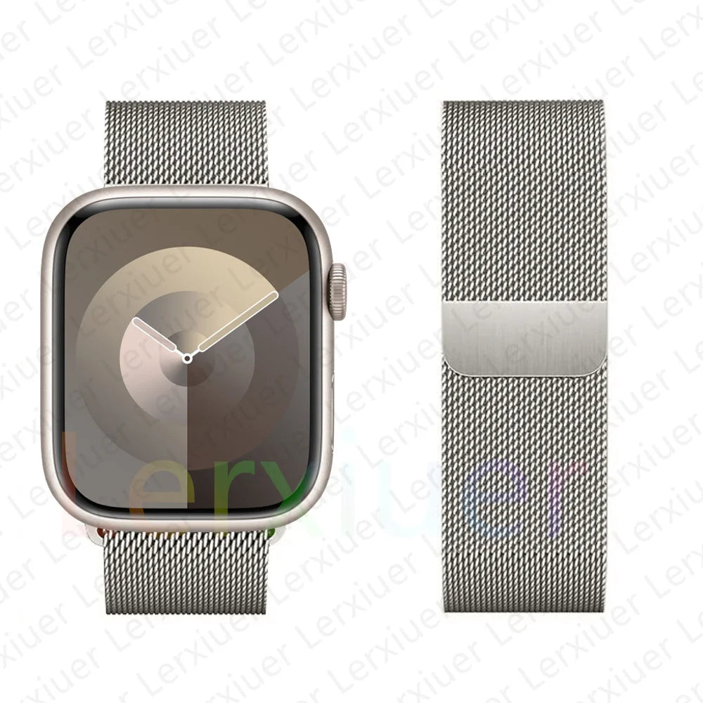 Milanese Loop Band For Apple Watch Strap 46mm 44mm 45mm 40mm 42mm 41mm 49mm Bracelet iWatch Series 12 11 10 9 SE Ultra 4 3 49mm