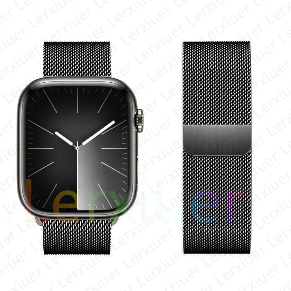 Milanese Loop Band For Apple Watch Strap 46mm 44mm 45mm 40mm 42mm 41mm 49mm Bracelet iWatch Series 12 11 10 9 SE Ultra 4 3 49mm