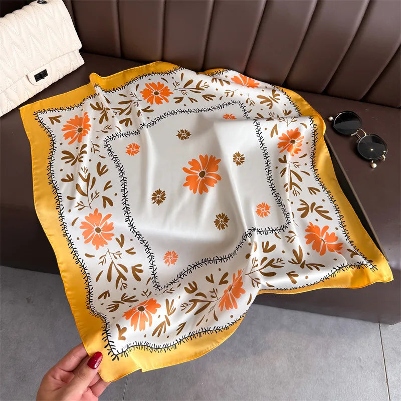 1Pc new printed fashion silk scarf square scarf high-end shawl neck small square scarf headscarf women's scarf