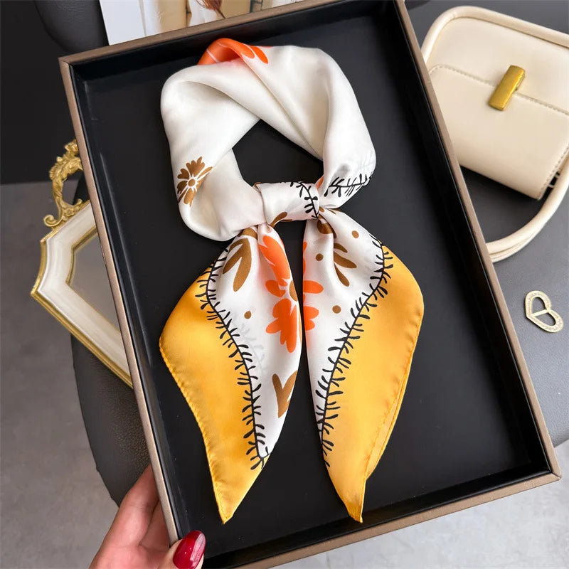 1Pc new printed fashion silk scarf square scarf high-end shawl neck small square scarf headscarf women's scarf