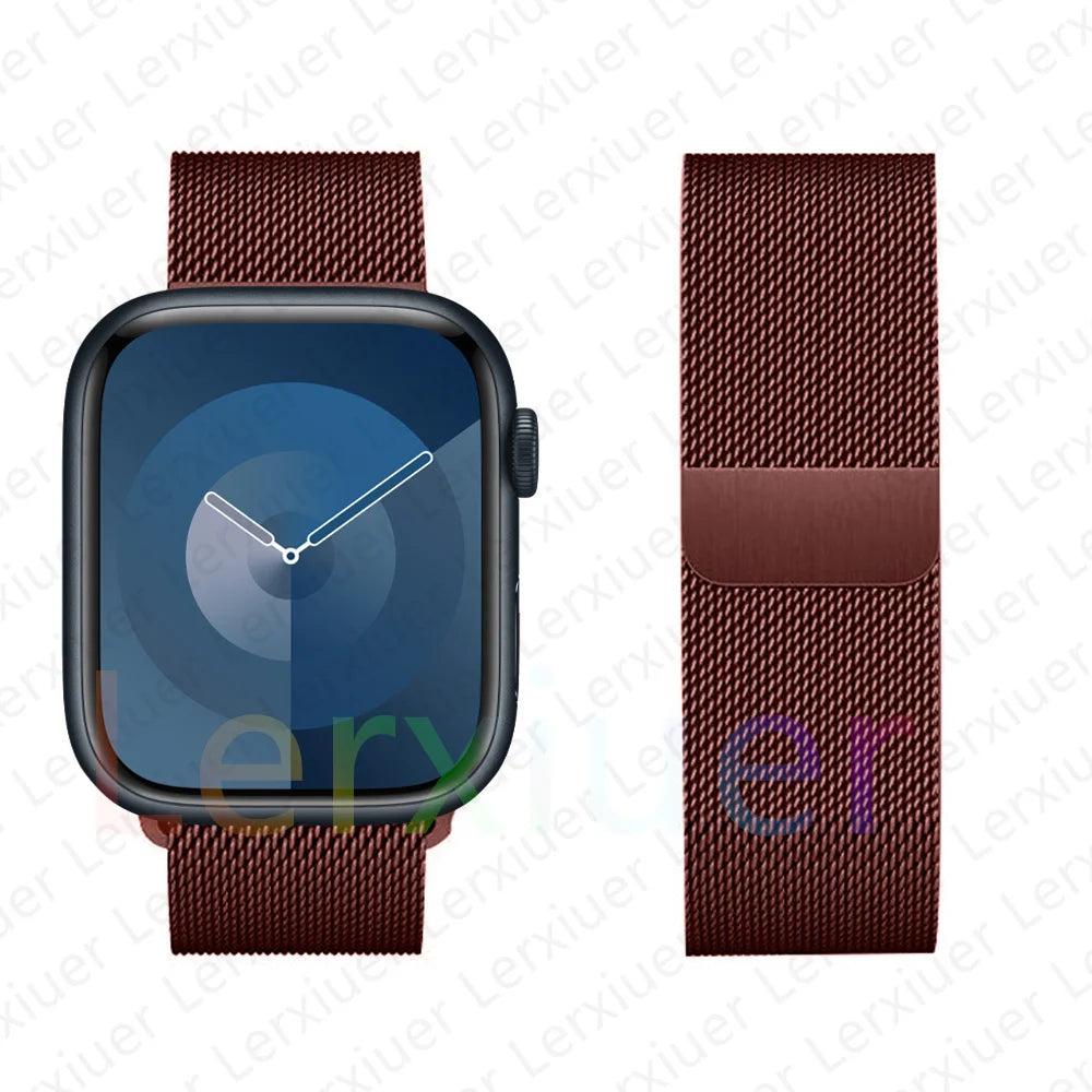 Milanese Loop Band For Apple Watch Strap 46mm 44mm 45mm 40mm 42mm 41mm 49mm Bracelet iWatch Series 12 11 10 9 SE Ultra 4 3 49mm