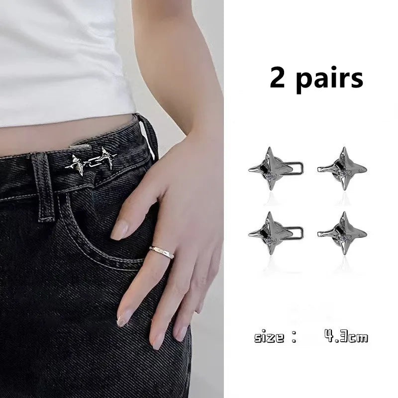 Temperament Four Pointed Star Waist Tightening Tool, Adjustable Waist Buckle, Fashionable Jeans, Fixed Waist Buckle