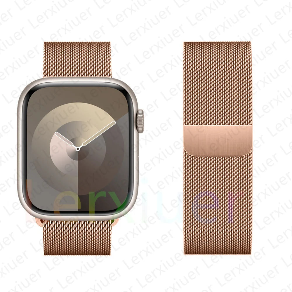 Milanese Loop Band For Apple Watch Strap 46mm 44mm 45mm 40mm 42mm 41mm 49mm Bracelet iWatch Series 12 11 10 9 SE Ultra 4 3 49mm