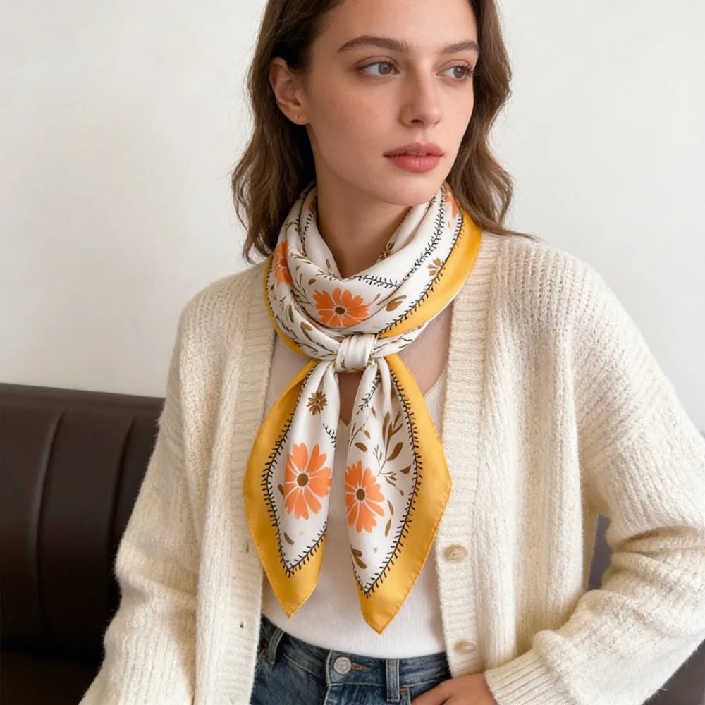1Pc new printed fashion silk scarf square scarf high-end shawl neck small square scarf headscarf women's scarf